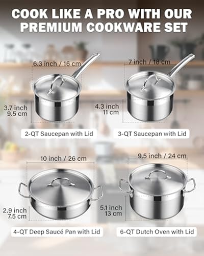 Cooks Standard Kitchen Cookware Sets Stainless Steel, Professional