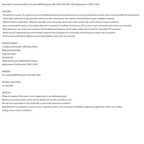 Bruce & Shark V-riem aandrijfriem 950Oc X 22W Geschikt voor Suzuki An400 Burgman 400 99-02 Scooter 27601-15F03 - Image 8