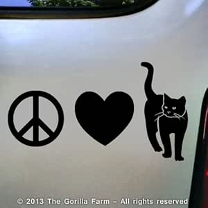Download Amazon.com: PEACE LOVE CAT Vinyl Decal Bumper Sticker ...