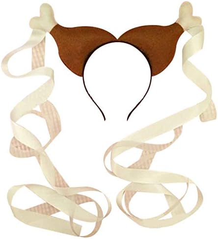 HXINFU Pet Costume Novelty Headdress Turkey Drumstick Ribbon Funny Headband for Dog Cat