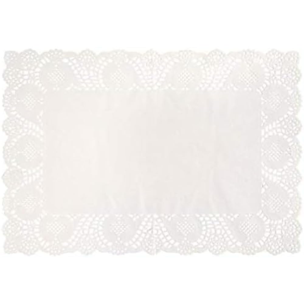 Elegant White Lace Rectangular Placemat Doilies (26cm x 40cm) 8 Count - Perfect for Table Decorations and Home Accents