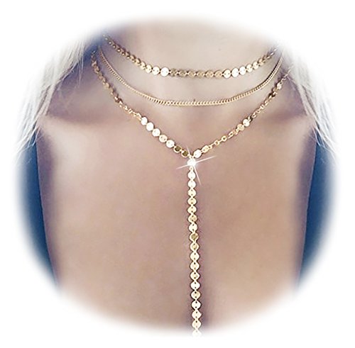 Suyi exquisite thin layered sequins choker necklace wom…