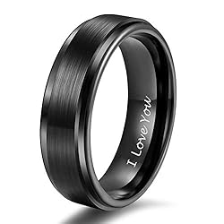 6mm Tungsten Carbide Wedding Rings Men Women Black