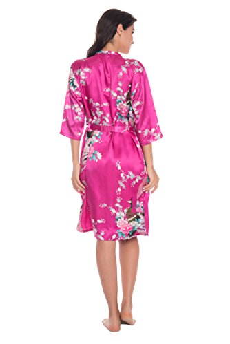 Yukata Womens Gorgeous Loungewear 2PC Set Sleepwear Camisole & Robe, Rose 3XL