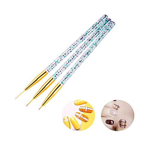 LWBTOSEE 2pc Nail Ombre Brush Nail Art Painting Pen Brush UV Gel Polish Gradient Color Rhinestone Crystal Acrylic Nail Drawing Pen (D)