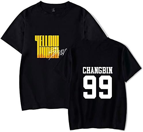 Stray Kids Tshirt Kpop Yellow Wood Short-Sleeved Changbin Hyunjin Felix Seungmin Jeongin Jisung Minho Woojin BangChan Tee Shirt Fashion Wild Color Matching StrayKids New Casual T-Shirt