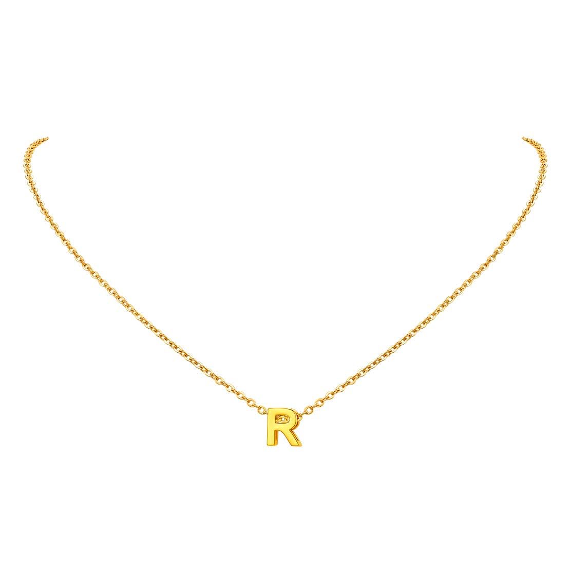 FindChic Initial Necklace for Women Letter R Pendant Alphabet Gold Letter Choker Necklaces with Stainless Steel Chain 16+2 Inch Extender Chains Women Jewellery Gift