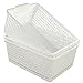 Fiazony 3-Pack Large Plastic Storage Basket, Plastic Storage Bin, White