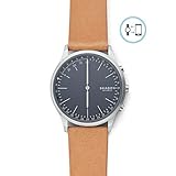 Skagen Connected Men's Jorn Stainless Steel and Leather Hybrid Smartwatch, Color: Silver-Tone, Tan (Model: SKT1200)