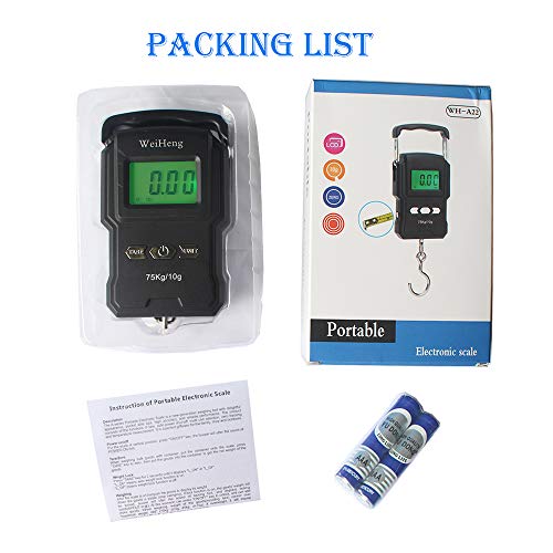 YYGJ Portable Electronic Hook Scale Digital Hanging Bag Luggage Weight Scale Fishing Scale with Measuring Tape 165Lb Black
