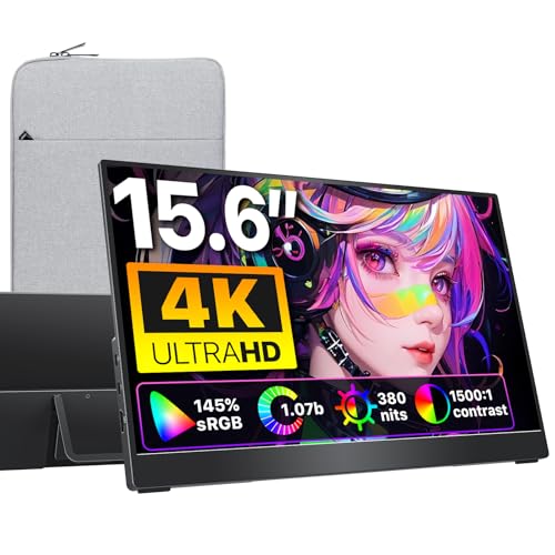 cocopar Portable Monitor 15.6 Zoll 4K UHD 145% sRGB Mobiler Bildschirm Lautsprecher HDMI USB-C Tragbarer Monitor für Laptop MacBoo Surface PC Xbox PS4