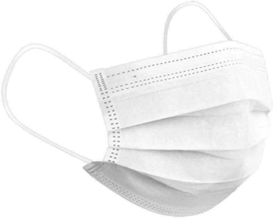 Disposable Face Masks 3 Ply With Ear Loop - One Size - 10 Masks in Grip Seal Bag (10X White)