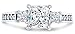 Solid 925 Sterling Silver CZ Cubic Zirconia 3 Three Stone Engagement Ring - Princess Cut Solitaire with Round Side Stones (1.75cttw., 1.5ct. Center) - Available in all ring sizes 4 - 9.5 & Comes With Elegant Velvet Ring Box