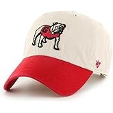 47 Georgia Bulldogs Hat Mens Womens Sidestep Clean Up Adjustable Cap, Bone White/Red
