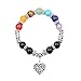 QSKS 7 Colorful Healing Balance Stone Beaded Bracelet Yoga Reiki Charm Heart Bracelets