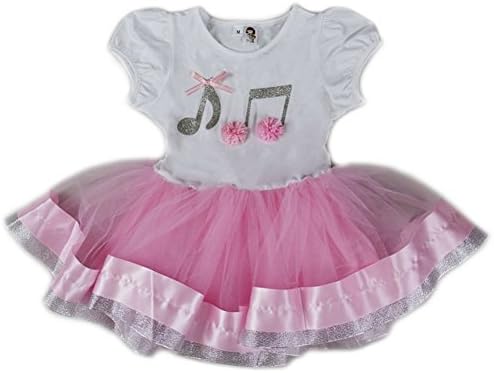 Wenchoice Girls Pink White Silver Music Notes Birthday Dress S (9-24M)-XL (6-8)