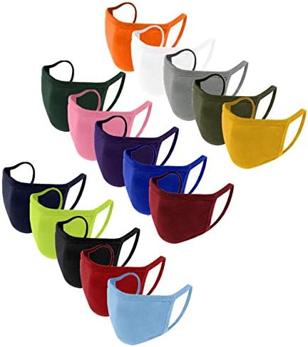 15PC Face_Mask_Solid Shade Washable Fabric Face Desk Reusable and Adjustable Protecting Cloth Face_Cover Mud Filter Pocket – Black (Multicolor)