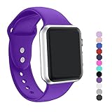 ic6Space Apple Watch Band, Premium Soft Silicone Sports Replacement Strap for Apple Watch Series 3 Series 2 Series 1,38mm or 42mm (Purple, 38mm-m/l)