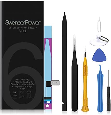 SWENAERpower Battery for iphone 6s (3.82v 1715 mAh) Brand New 0 Cycle - with Replacement Repair Tool Kits, Adhesive Strip, Instruction - [2 Year Warranty]
