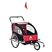 Aosom Elite Three-Wheel Bike Trailer for Kids Bicycle Cart for Two Children with 2 Security Harnesses & Storage, Red