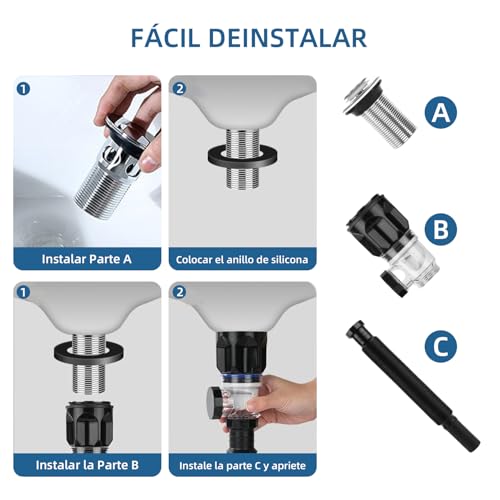 Kit de Drenaje para Lavabo de Baño,Tubo de Desague para Fregadero Antiolor,2 en 1 Kit de Drenaje para Fregadero,Fácil de Instalar,Antiobstrucción,Prevención de Olores,para Cocina,Baño (Estilo Ⅰ)