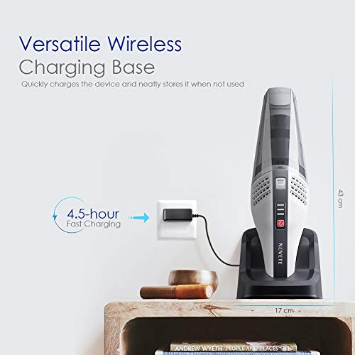 NOVETE Handheld Vacuum Cordless 7kPa Powerful Suction Rechargeable Hand Vac, Removable Battery Up to 30 Minutes of Use, Portable & Lightweight, for Home Car Pet Hair Cleaning