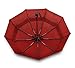 EEZ-Y Windproof Travel Umbrellas for Rain - Lightweight, Strong, Compact with & Easy Auto Open/Close Button for Single Hand Use - Double Vented Canopy for Men & Women - Burgandy