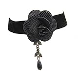 Easygoby Handmade Fashion Beautiful Lolita Rose Velvet Lace Pendant Necklace