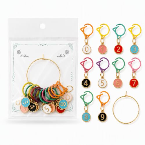 Ritpviq Numbered Knitting Stitch Markers 0-9, Multicolor Enamel… at Amazon