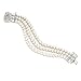 Mariell Genuine Freshwater Pearl 3-Strand Bridal Wedding Bracelet with CZ Safety Clasp, Birthday Gift