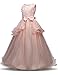 NNJXD Girl Sleeveless Embroidery Princess Pageant Dresses Kids Prom Ball Gown Size (130) 6-7 Years Pink