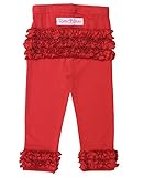 RuffleButts Infant / Toddler Girls Solid Everyday Leggings w/ Ruffles - Red - 6-12m
