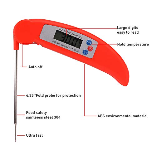 Toxz Food and Meat Digital Thermometer Javelin Thermometer,Instant Read,Stainless Steel Probe for Grill Cooking BBQ,Auto Shut-Off,ºF/ºC Switchable,Accurate to ±1ºF - Thumbnail 3