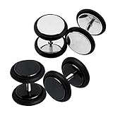 BodyJ4You Fake Plugs 4pc Stainless Steel 16G Studs Mens Earrings - 0G Gauges Look