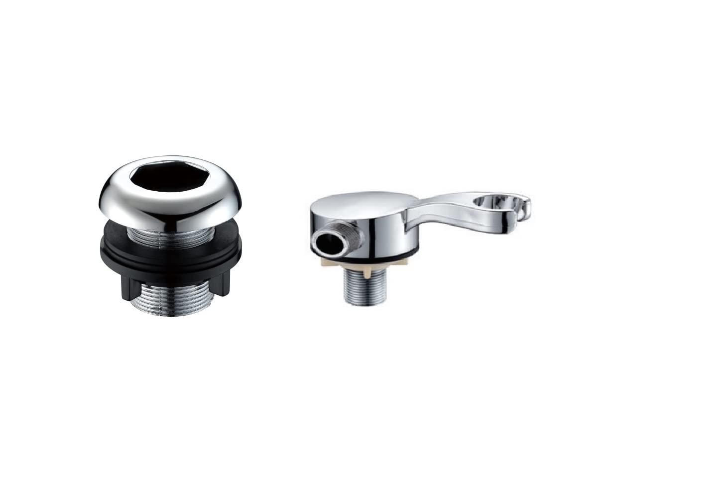 Shower Head Holders – Chrome Basin Sleeve – Female (ABS) and Salon Shower Head Arm no Rust x 2