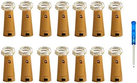Bottle Lights,IBanana 14 Pcs Cork Shaped 20 Micro LEDs 2M String Lights with Screwdriver Wine Bottle Glass Decor DIY Lights for Party Birthday Christmas Wedding Home Table Décor (White)