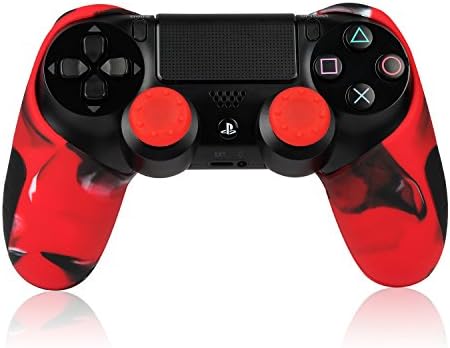 Bluefire Ps4 プレイステーション4 対応用 コントローラー シリコン カバー スキ ン ケース 交換用 ハンドル帽 2個付け レッド