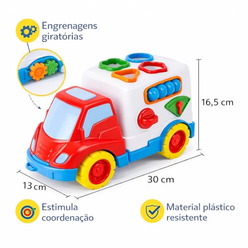 Caminhão de Brinquedo Caçamba Educativa com Encaixes Colorido Brinquedo Educativo Para Bebe 1 ano