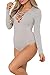 Pink Queen Women's One Piece Knit Tight Bodysuit Jumpsuit Size S Gray