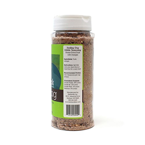 Herbsmith Kibble Seasoning – Freeze Dried Duck – Dog Food Topper for Picky Eaters – Grocery-Grade Fruits + Veggies – Gluten + Grain Free – Made in USA