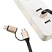 Miger 2PACK Retractable OTG Flat Charge and Sync 2-in-1 Cable with Lightning & micro USB connectors for iPhone 6, iPad, iPod Touch/5 Nano 7 on iOS9, Samsung and more