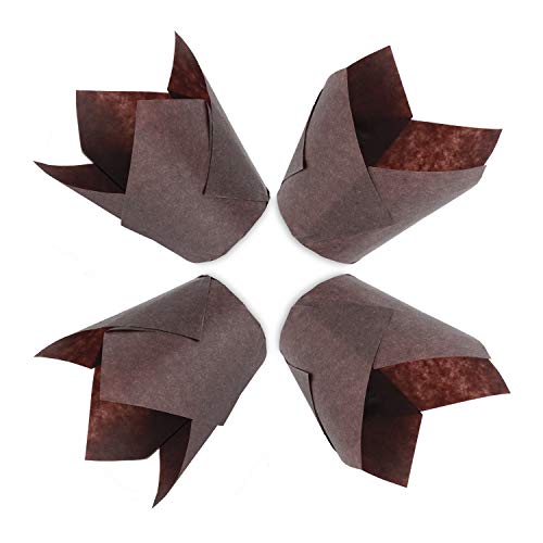 TRUSBER Tulip Cupcake Liners, 150 pieces Baking Cups Baking Cup Holders and Muffin Baking Cups for Wedding, Birthday, Christmas, Baby Shower Parties, Brown, White and Nature color - Thumbnail 3
