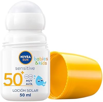 NIVEA SUN Babies & Kids Sensitive Roll-on SPF 50+ (1 x 50 ml), protetor solar infantil extra resistente à água, protetor solar para bebés e crianças, protetor solar roll-on para pele sensível