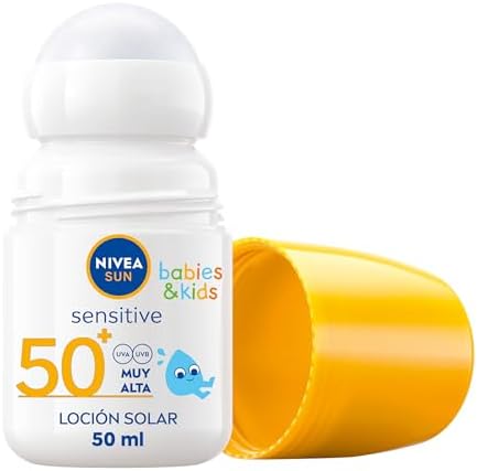 SUN Babies & Kids Sensitive Roll-on FP 50+ (1 x 50 ml), crema solar para niños extra resistente al agua, crema solar para bebés y niños, protector solar roll-on para piel sensible