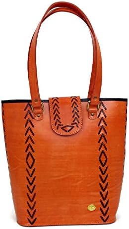 Tarini Women's Shoulder Tote Leather Boho One Size Orange