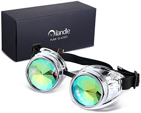 ilandle Kaleidoscope Glasses Goggles Steampunk Cosplay Lenses with Adjustable Elastic Band