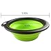 Pet Silicone Foldable Bowl - Retractable Travel Protable Water Bottle/Dish with a Metal Carabiner, Also Can Used as Flying Disc Toy for Dogs & Cats, Green