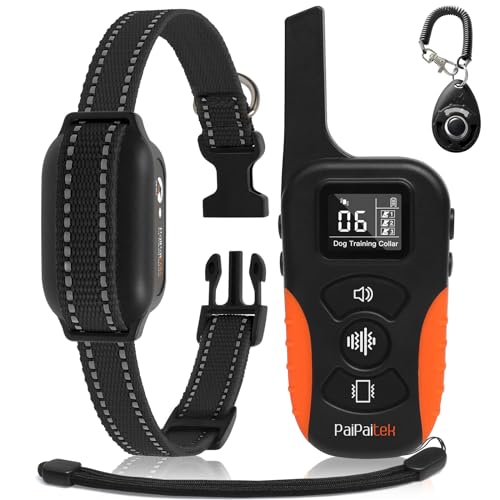 PaiPaitek No Shock Dog Training Collar with Remote 3300FT, Vibrating Dog Collar with Beep & Vibration Modes, Waterproof & Rechargeable E-Collar for Small to Large Dogs (5-120 lbs)
