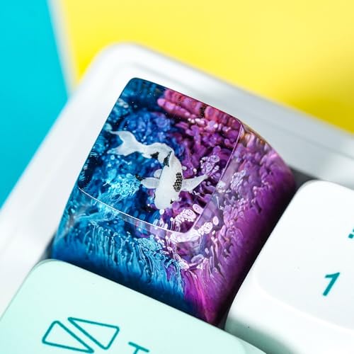 Koi Fish Artisan Keycap Purple Blue
