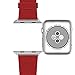 JETech Replacement Band for Apple Watch 38mm Series 1 2 3 with Leather Strap and Metal Clasp (Red)
